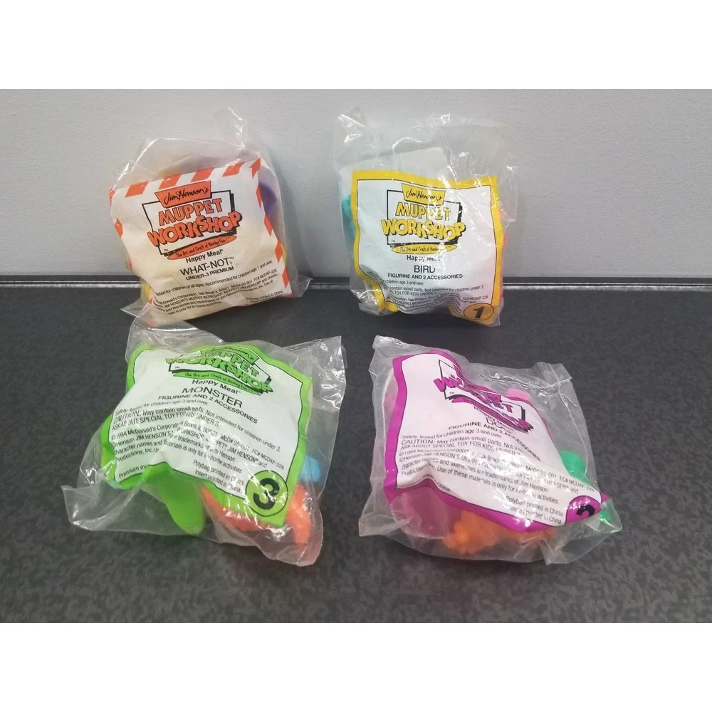 Vtg 1994 McDonalds Muppet Workshop Happy Meal Toys Set of 4 Sealed Jim Henson